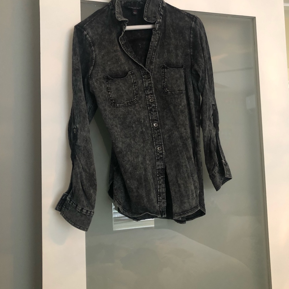 Gray Denim Button Down Lightweight Jean Shirt - image 1